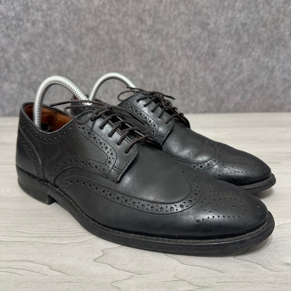 Allen Edmonds Lombard Shoes Mens 8.5 Black Leather Brogue Wingtip Oxford
